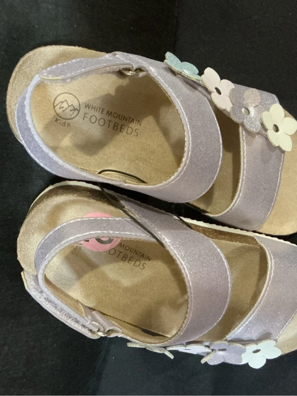 Sandals White Mountain Girls Lavender Metallic Flower Strap Sandals sz 12 flower